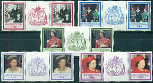 Южная Георгия , 1986, 60 лет Королевы Елизаветы II, 5 пар с купонами